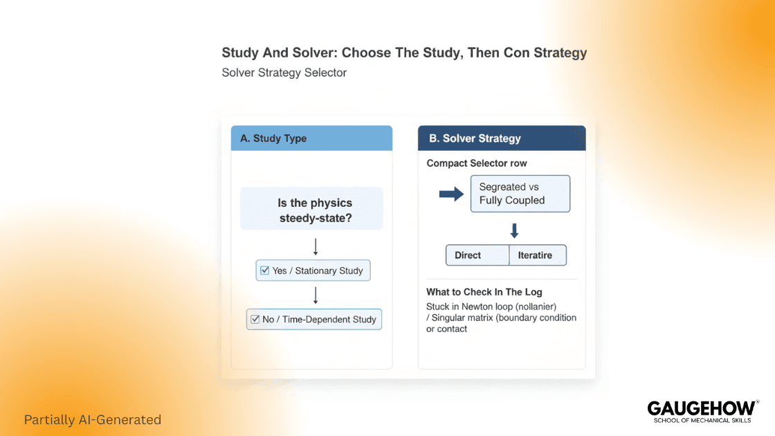 COMSOL study selection stationary vs time dependent solver strategy