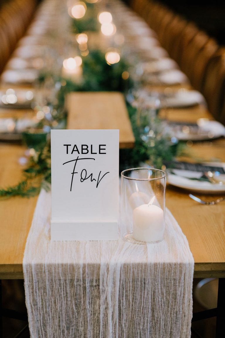 Table number on reception table