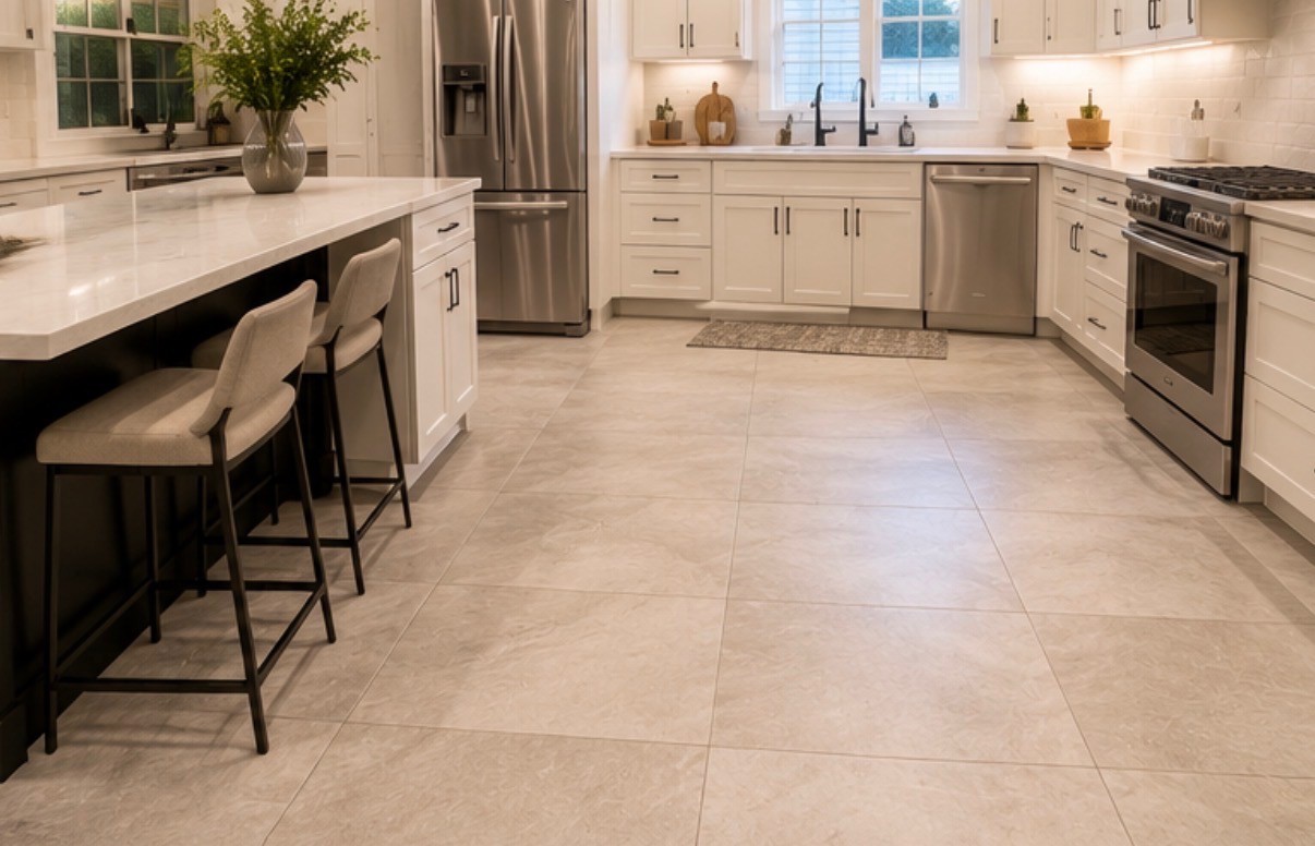 Tile installation and patterned floor