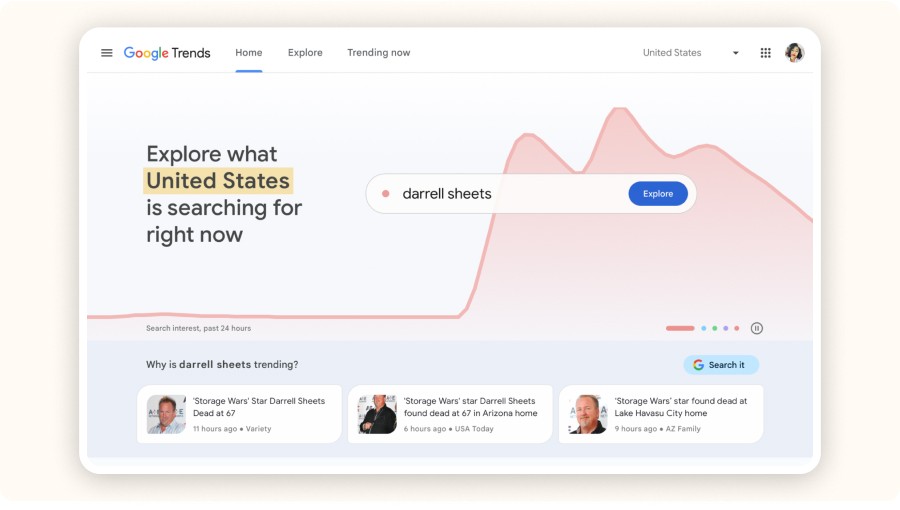 Google Trends homepage