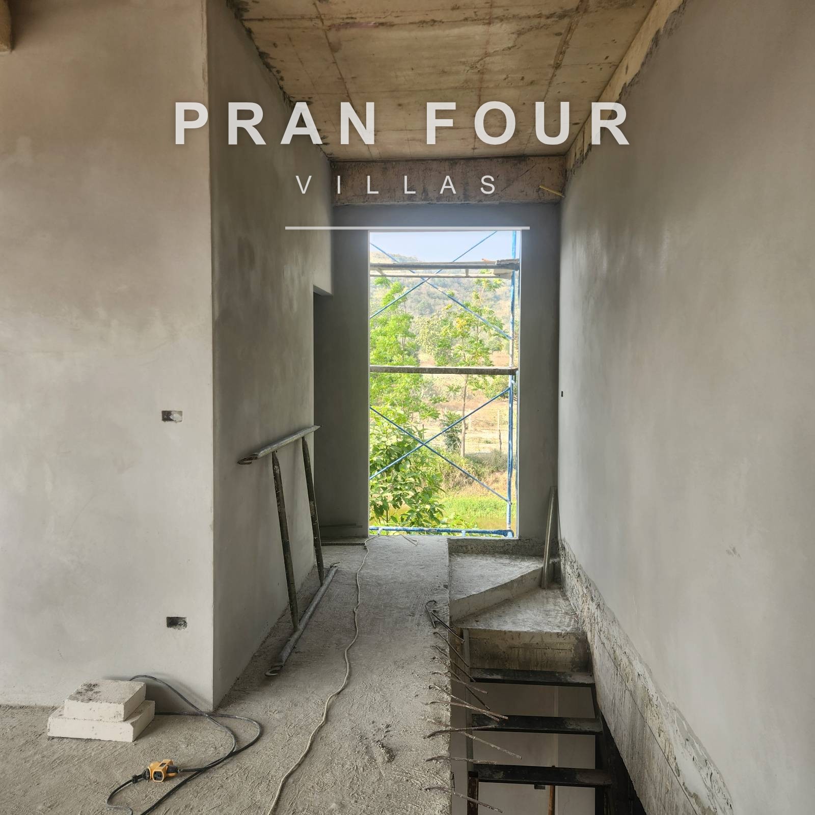Stairwell framing the tropical view