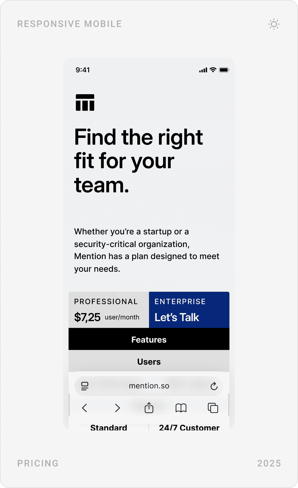 Clean Team Fit Pricing Mobile Design