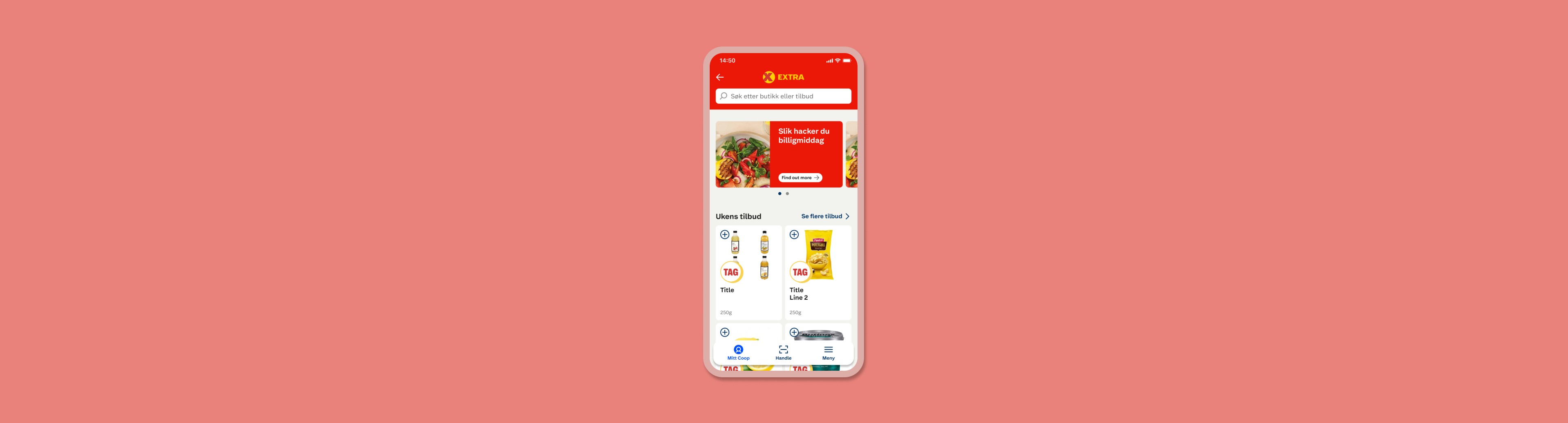 User interface of the Coop app