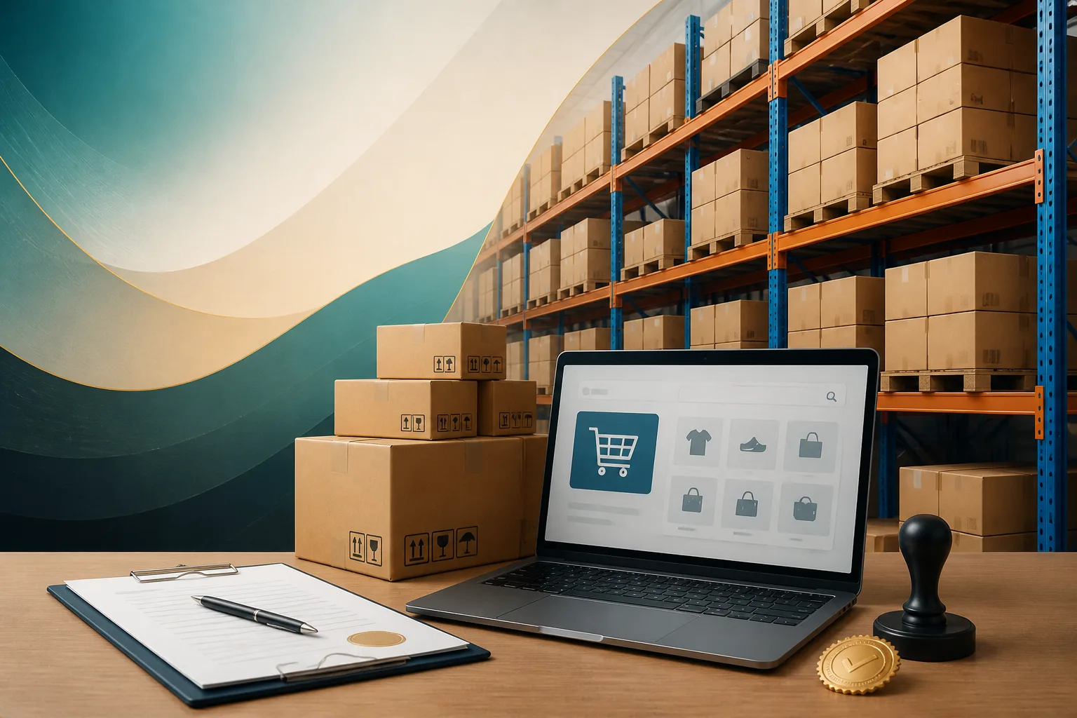 E commerce Warehousing and Storage License in Dubai beside a warehouse with cargo pallets and