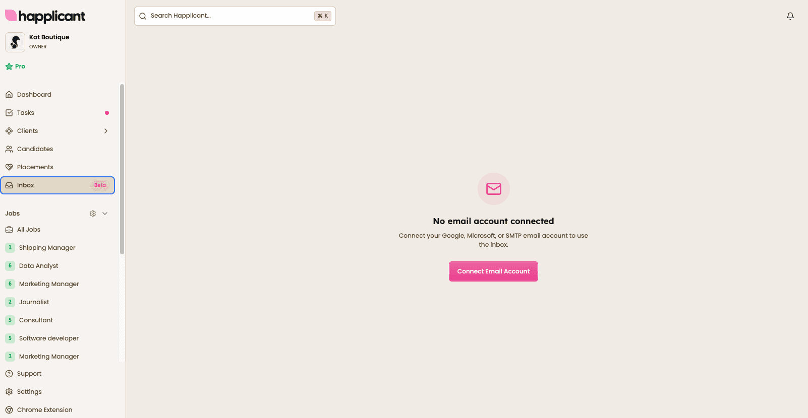 Inbox in happlicant