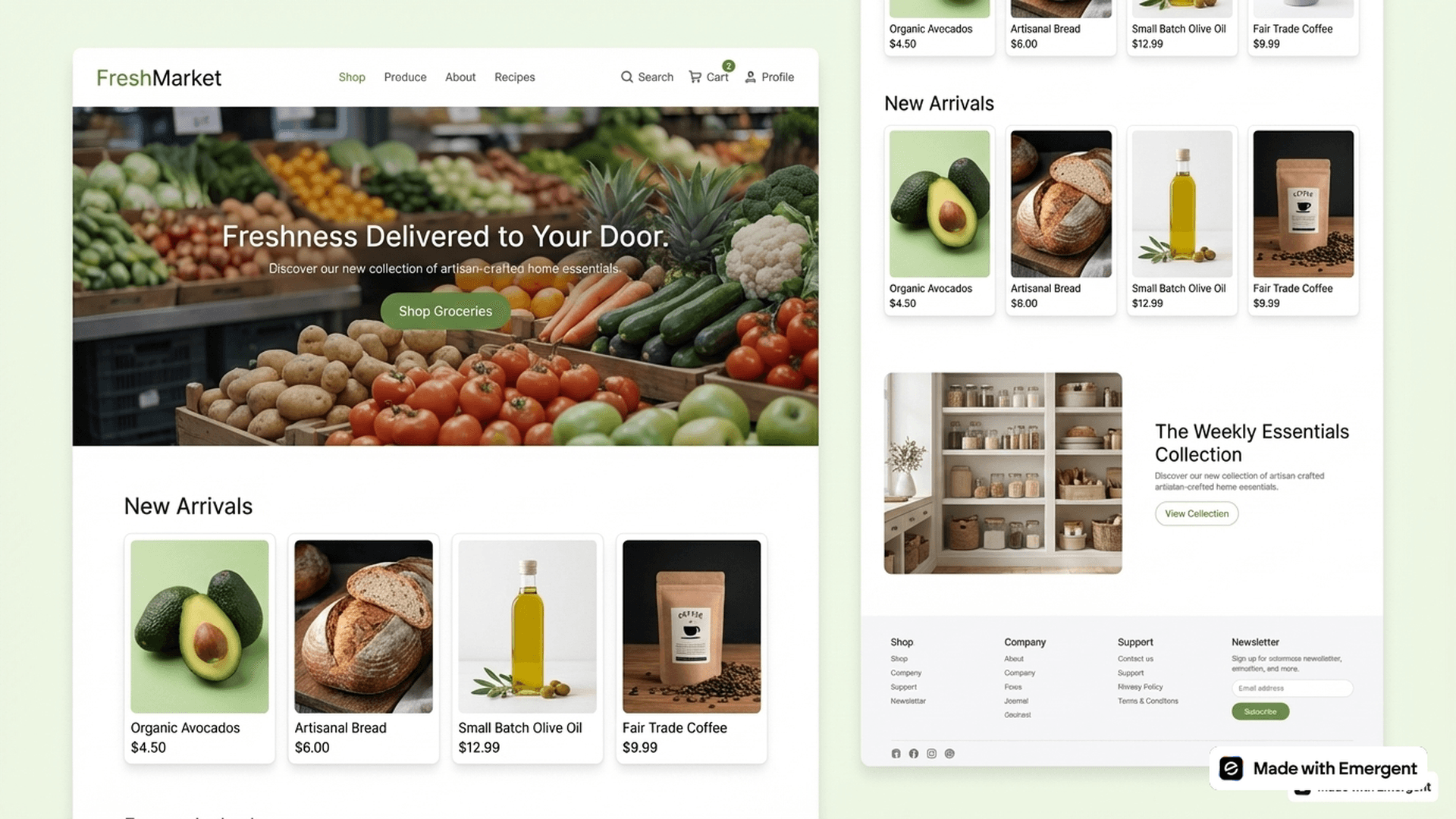 Online Grocery Store Website Made with Emergent
