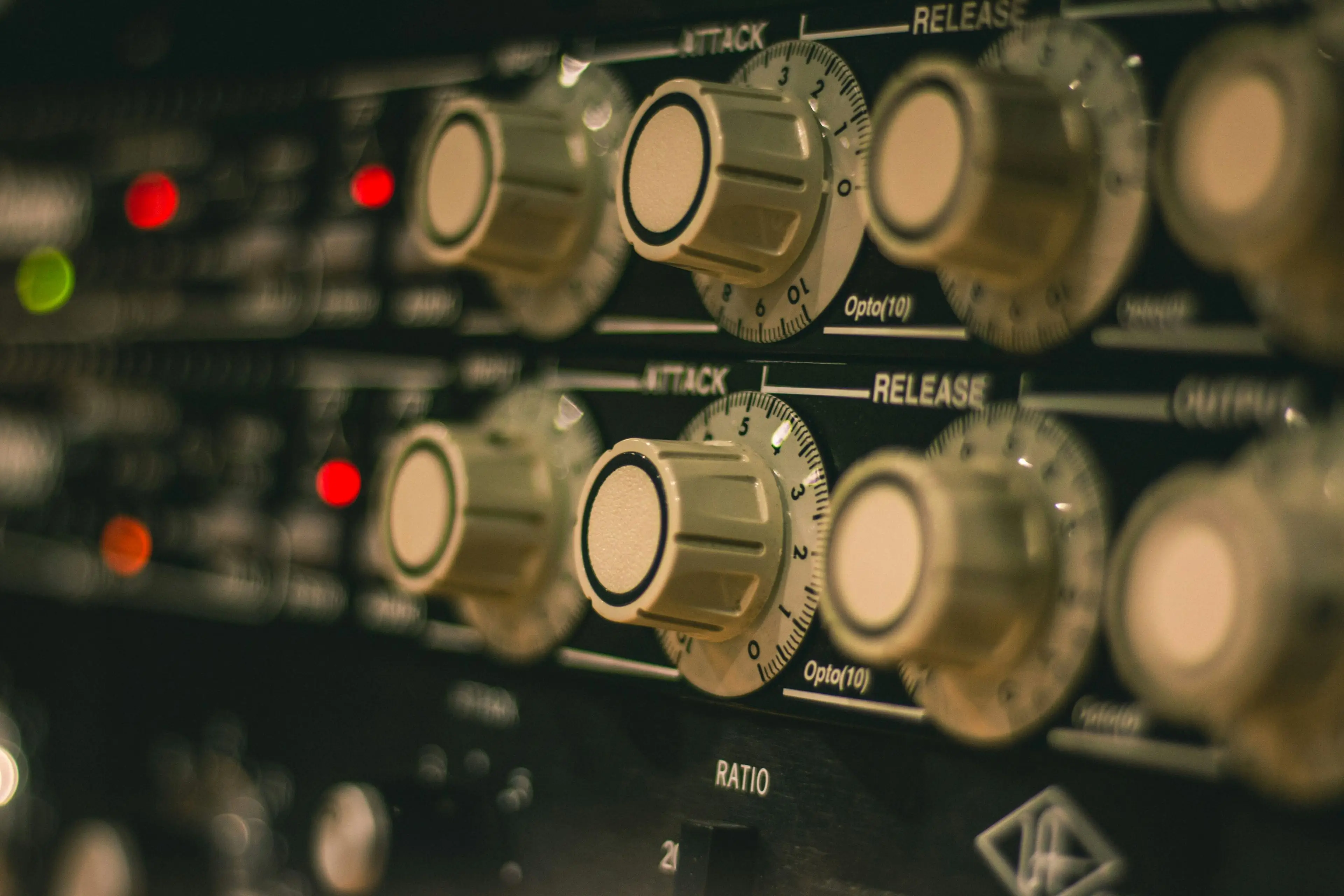 Close up picture of a sound board buttons