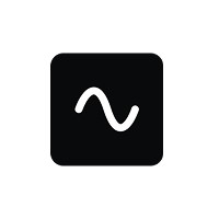 Black square logo featuring a central white wave-like symbol.