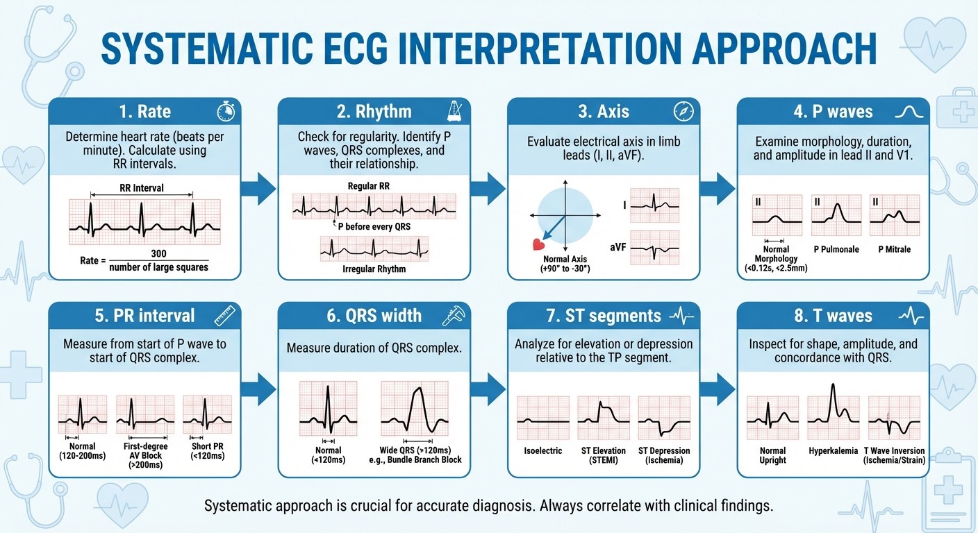 Systematic ECG interpretation approach for NEET PG cardiology