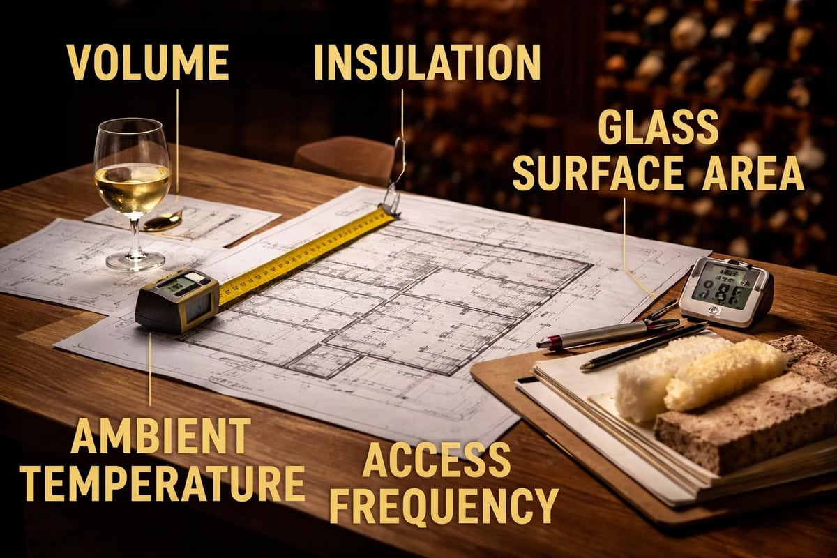 Wine cellar cooling load calculation factors
