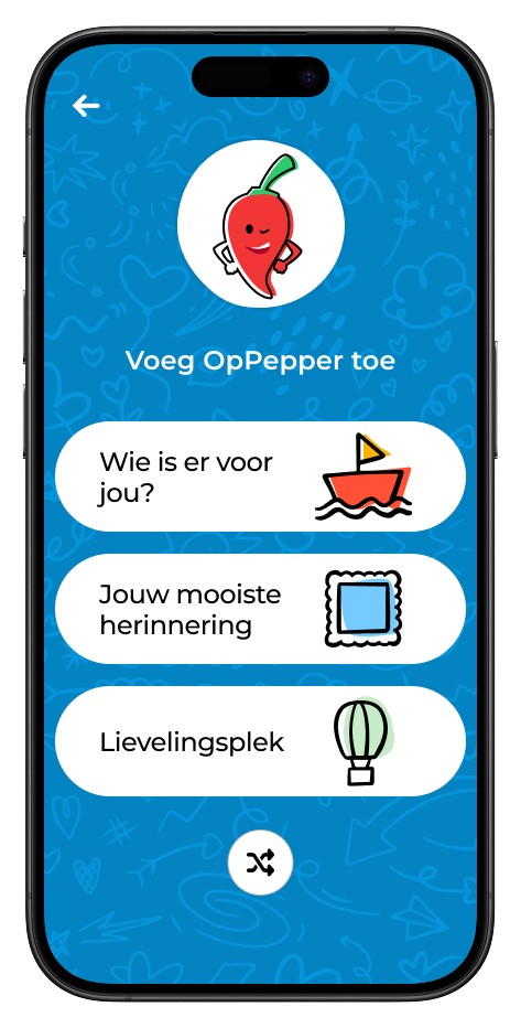 Een opgavenscherm in de app.