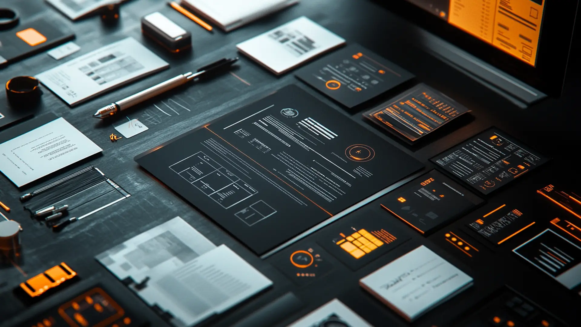 A spread of sales assets being evaluated by FireWerks in the studio