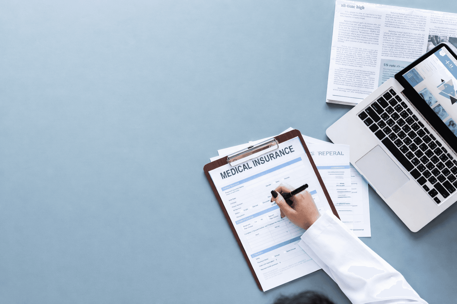 a group of blue chairs