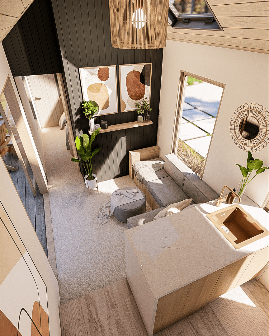 Alpine Haus 9m/30ft One level tiny house interior