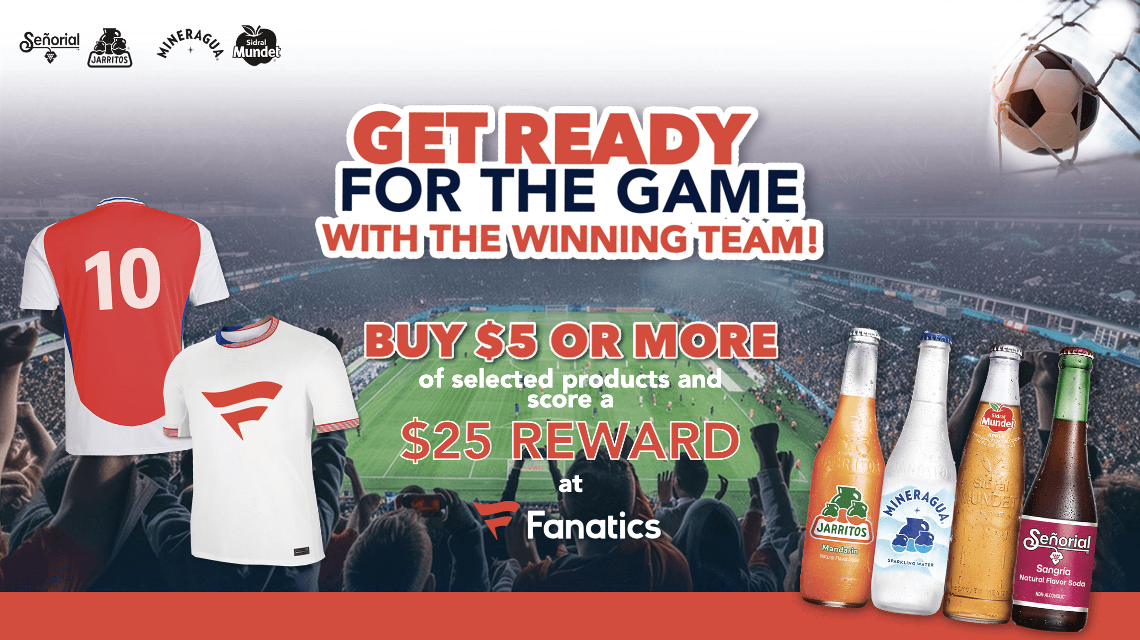 Jarritos integrated marketing campaign with Fanatics during soccer tournaments and Super Bowl