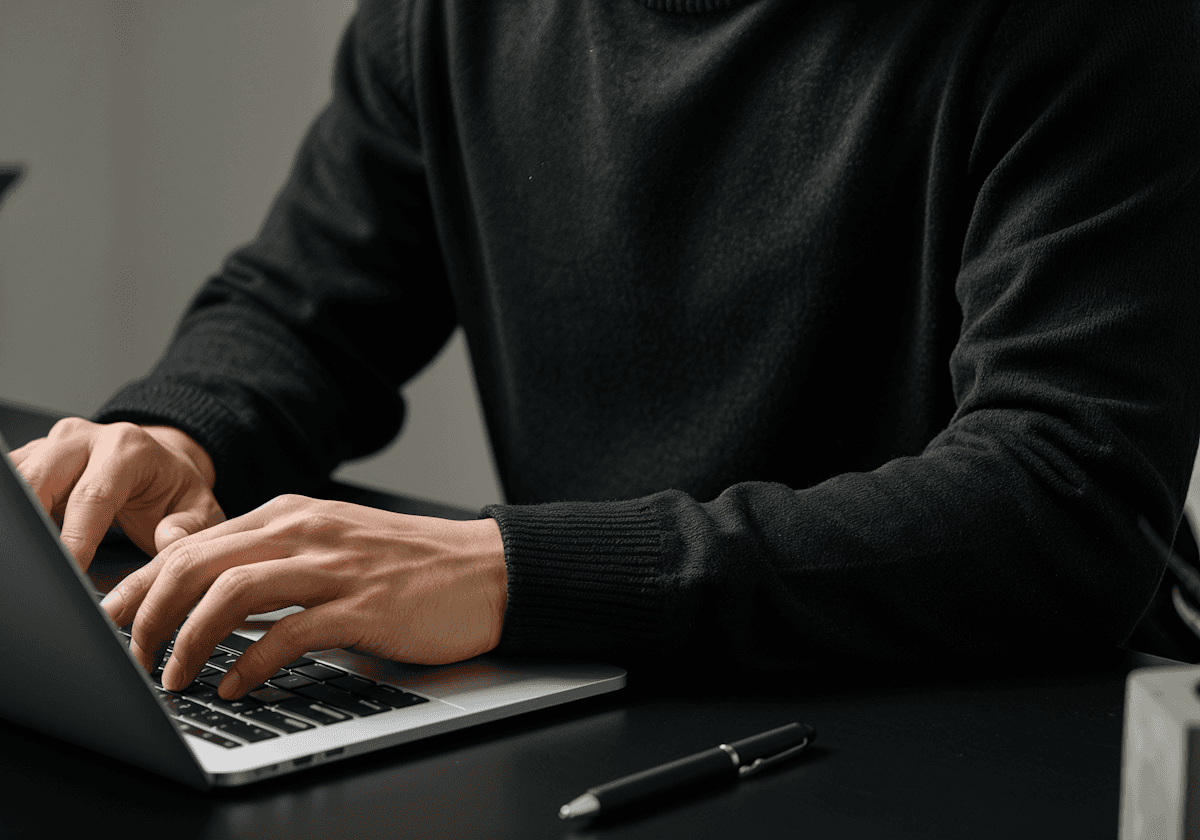 Person typing on laptop