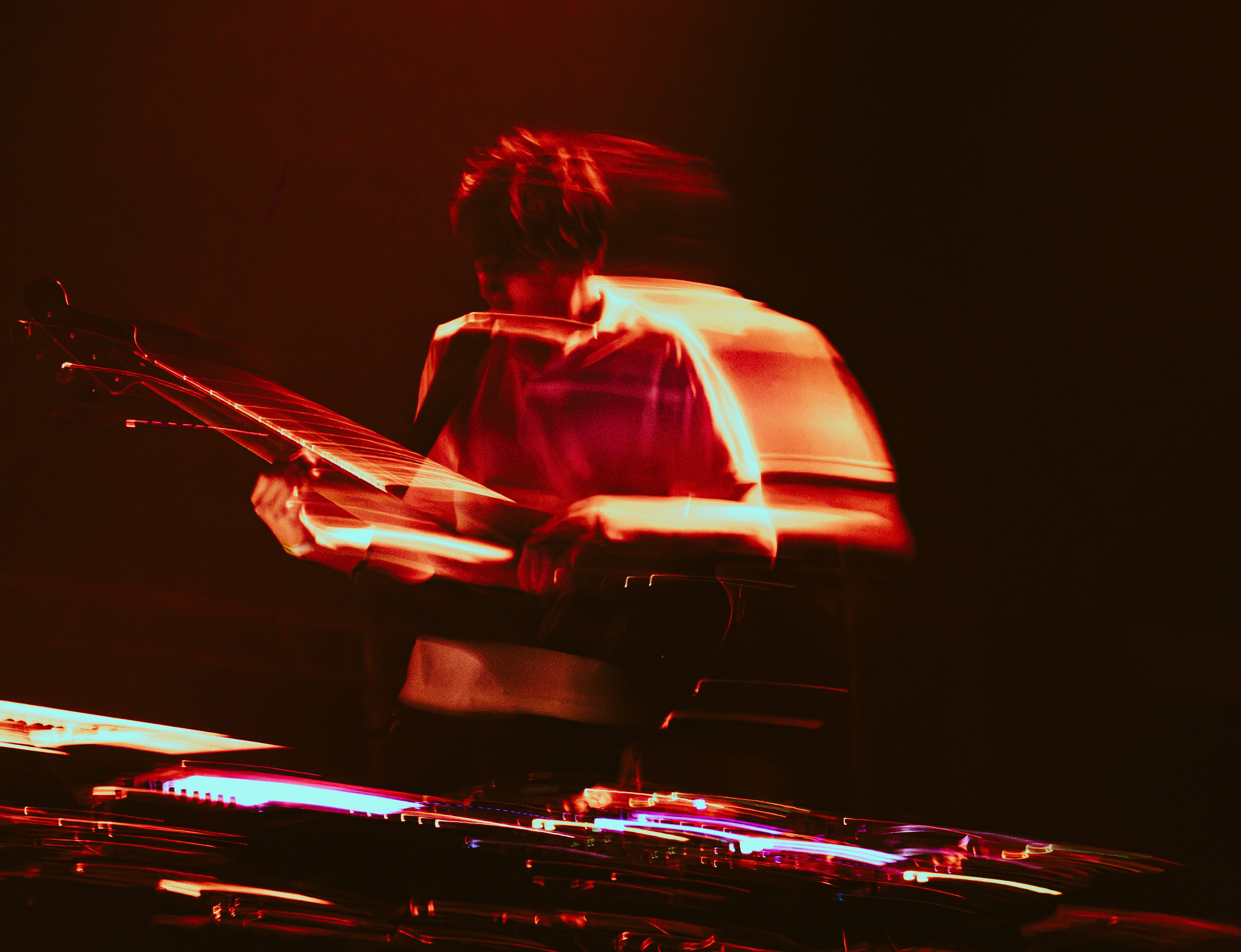 Red motion light at a live performance