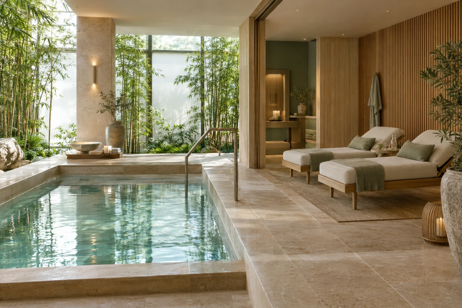 Private spa suite with loungers and small pool