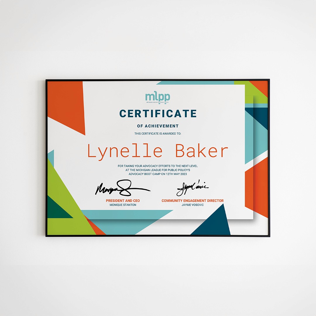 Mockup of certificate