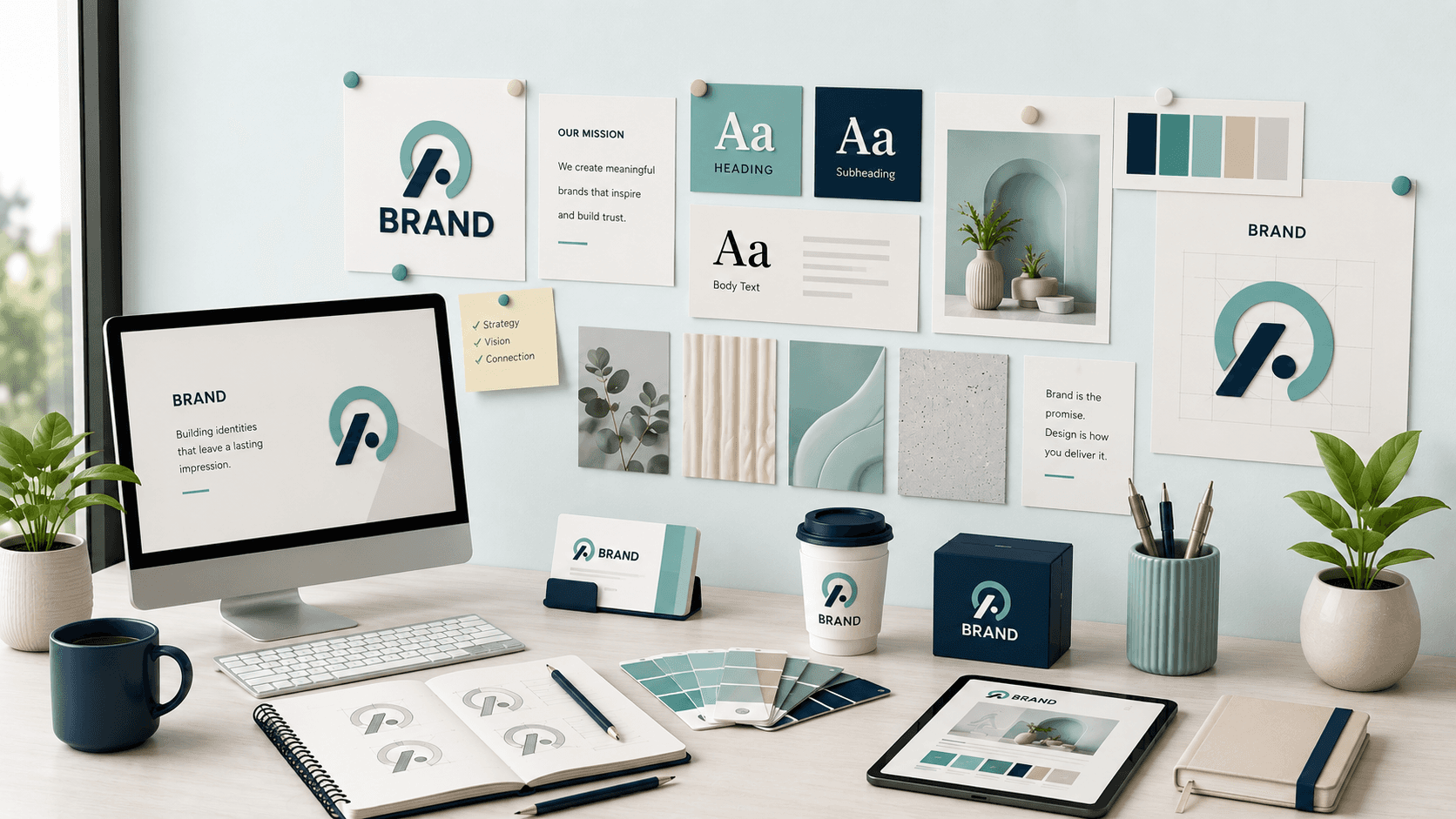 Creative web design studio workspace