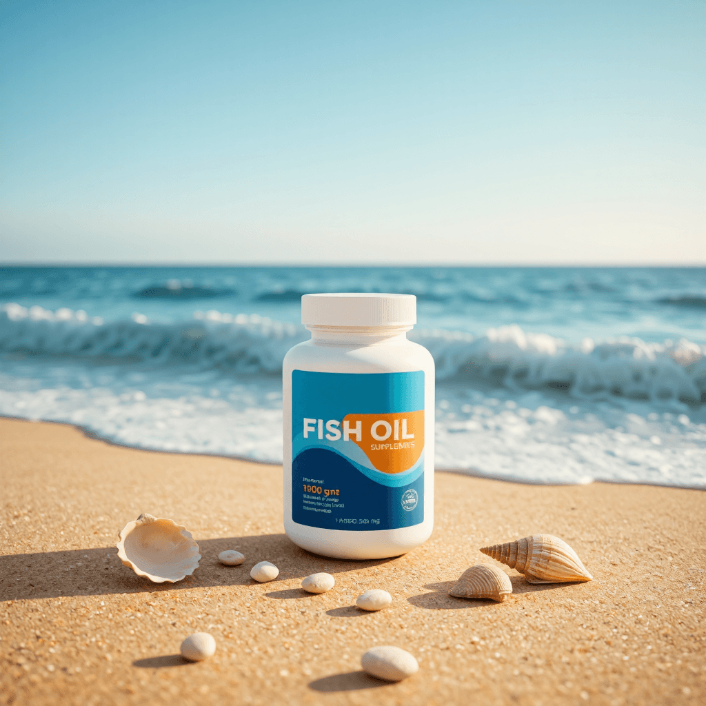 product photography of a bottle of fish oil supplements for cardiovascular support