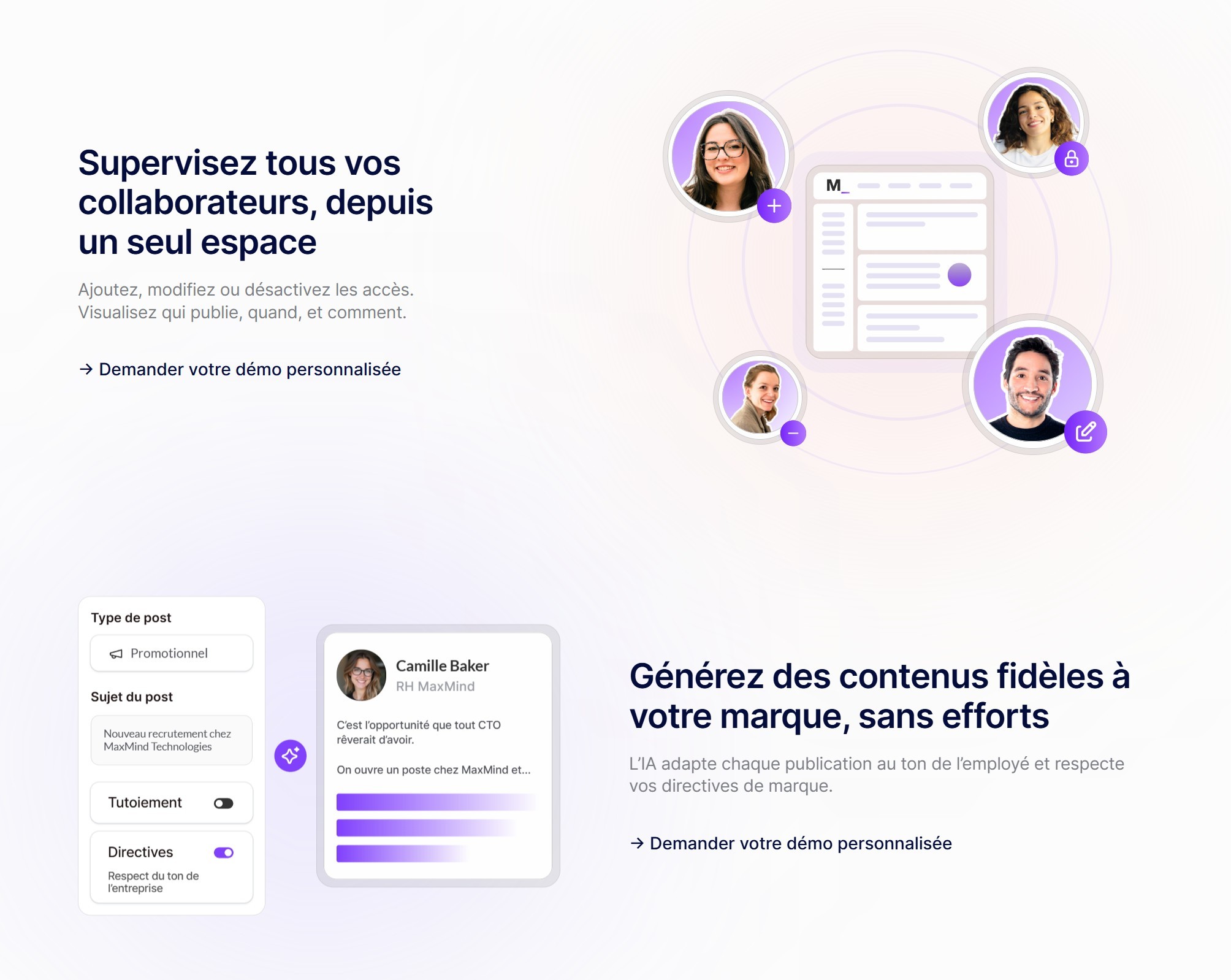 section bénéfices visages landing page magicpost