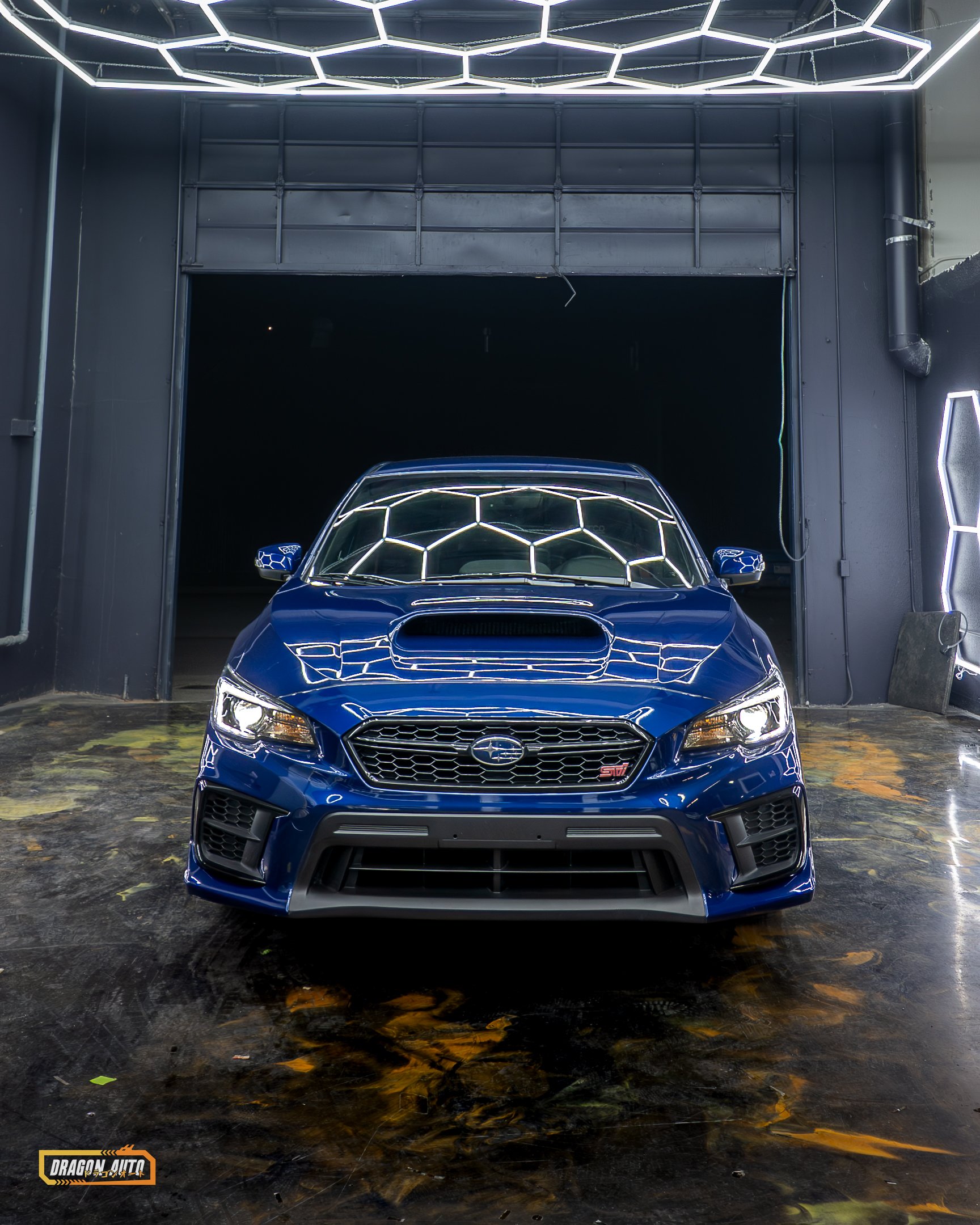 Blue 2020 Subaru WRX STI with Icon Rocklear paint protection, exterior detail, Dragon Auto Milpitas