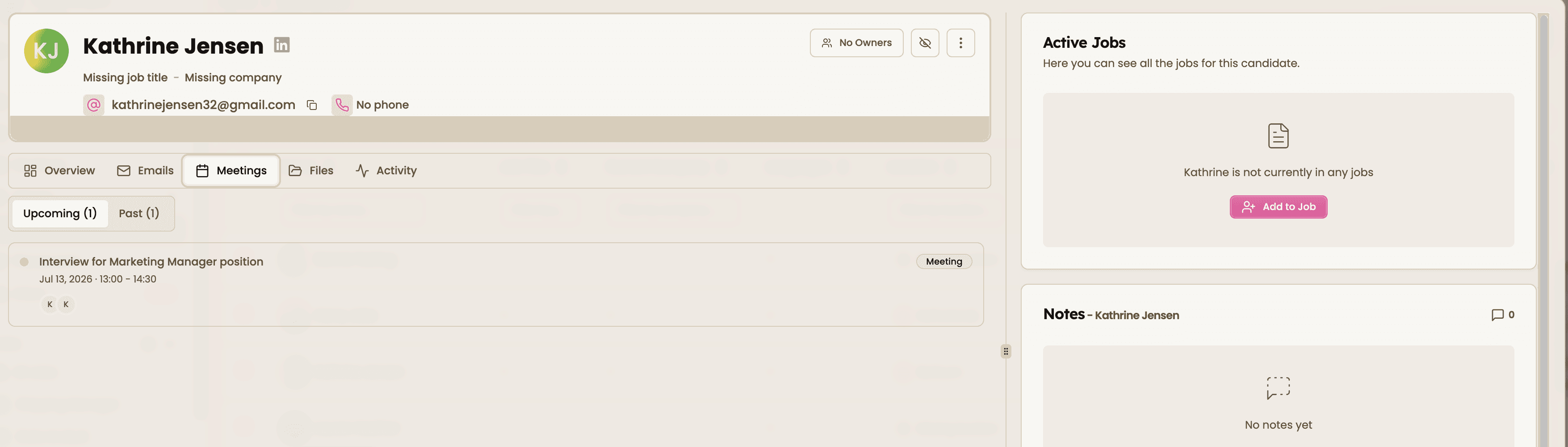 See meeting within candidate profile