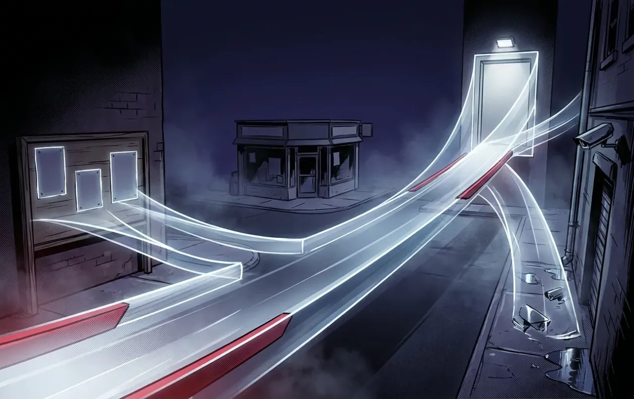 Digital streetscape with neon paths by RockN' Socials Digital Marketing Agency.