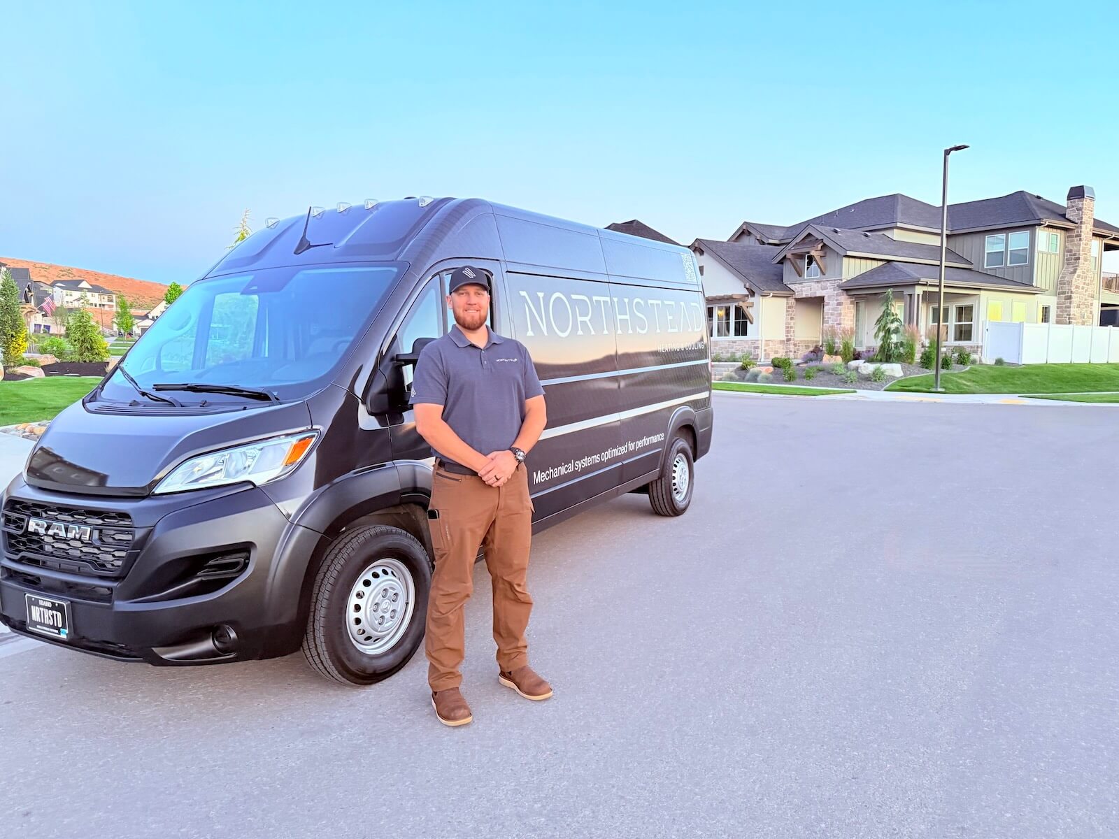 A Northstead technician with company van in Boise neighborhood.