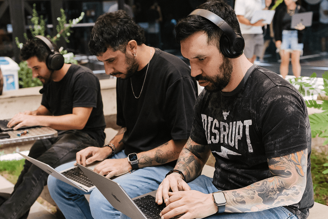 Photo of employees at a hackathon