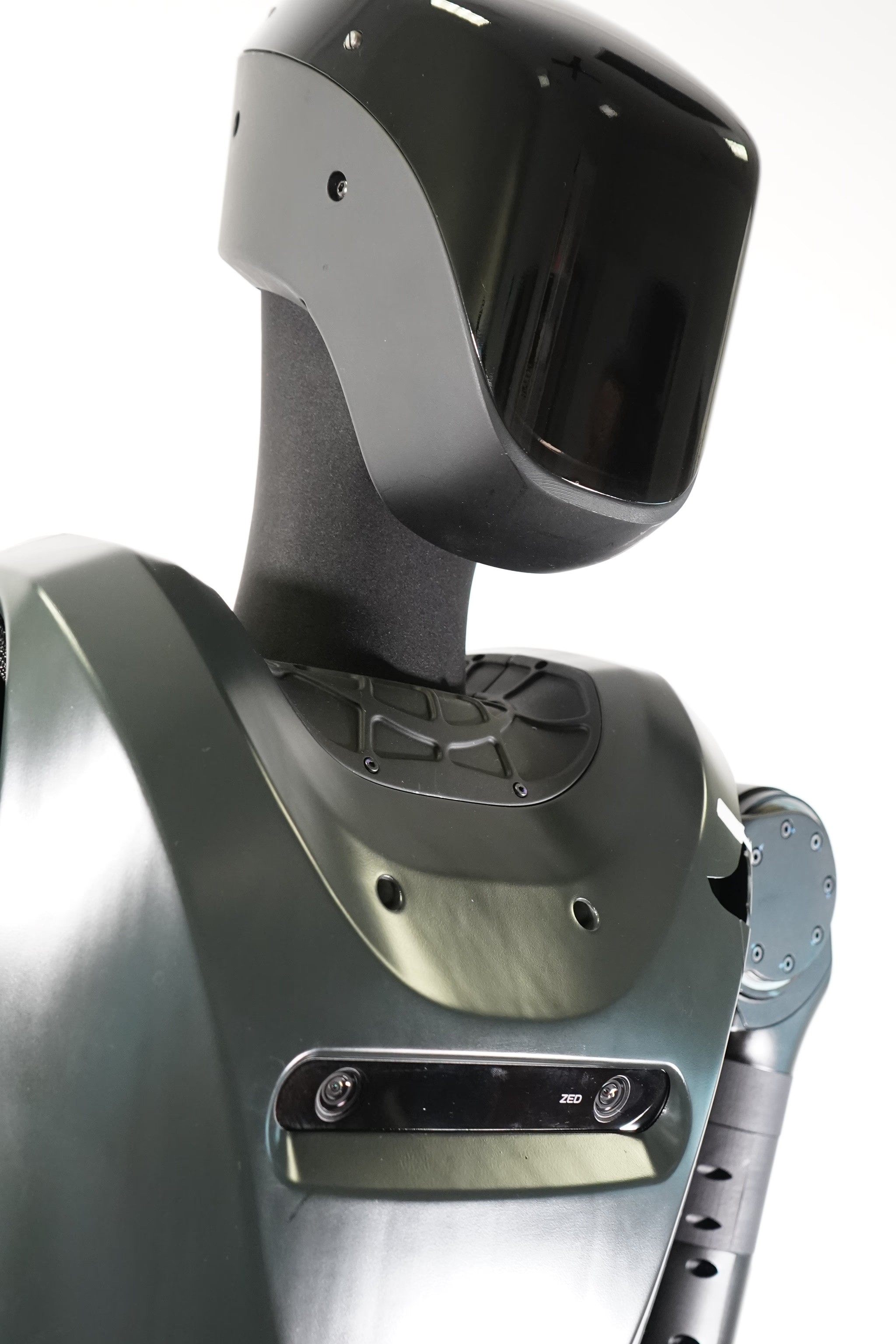 Black and white photo of Foundation robot