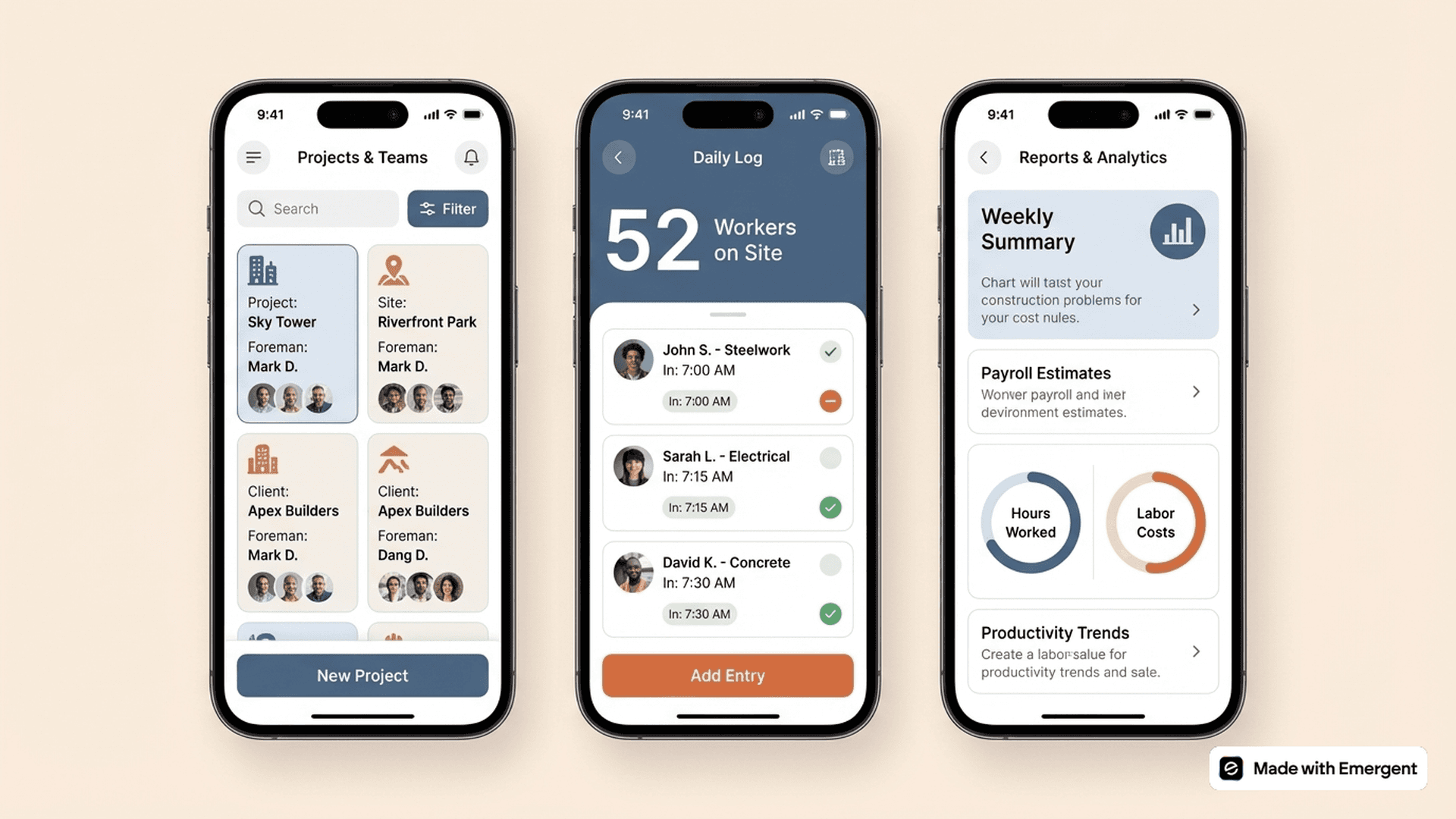 Construction Labor Tracking App Made With Emergent