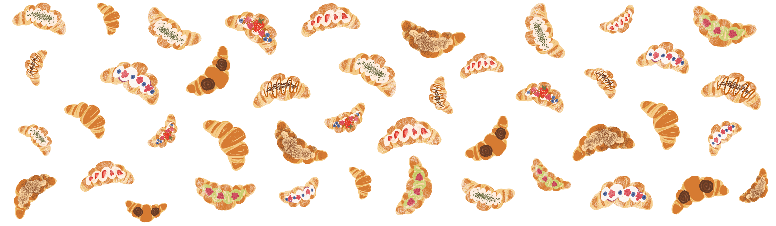 Hand-drawn croissant illustrations inspired by Public's freshly baked pastries
