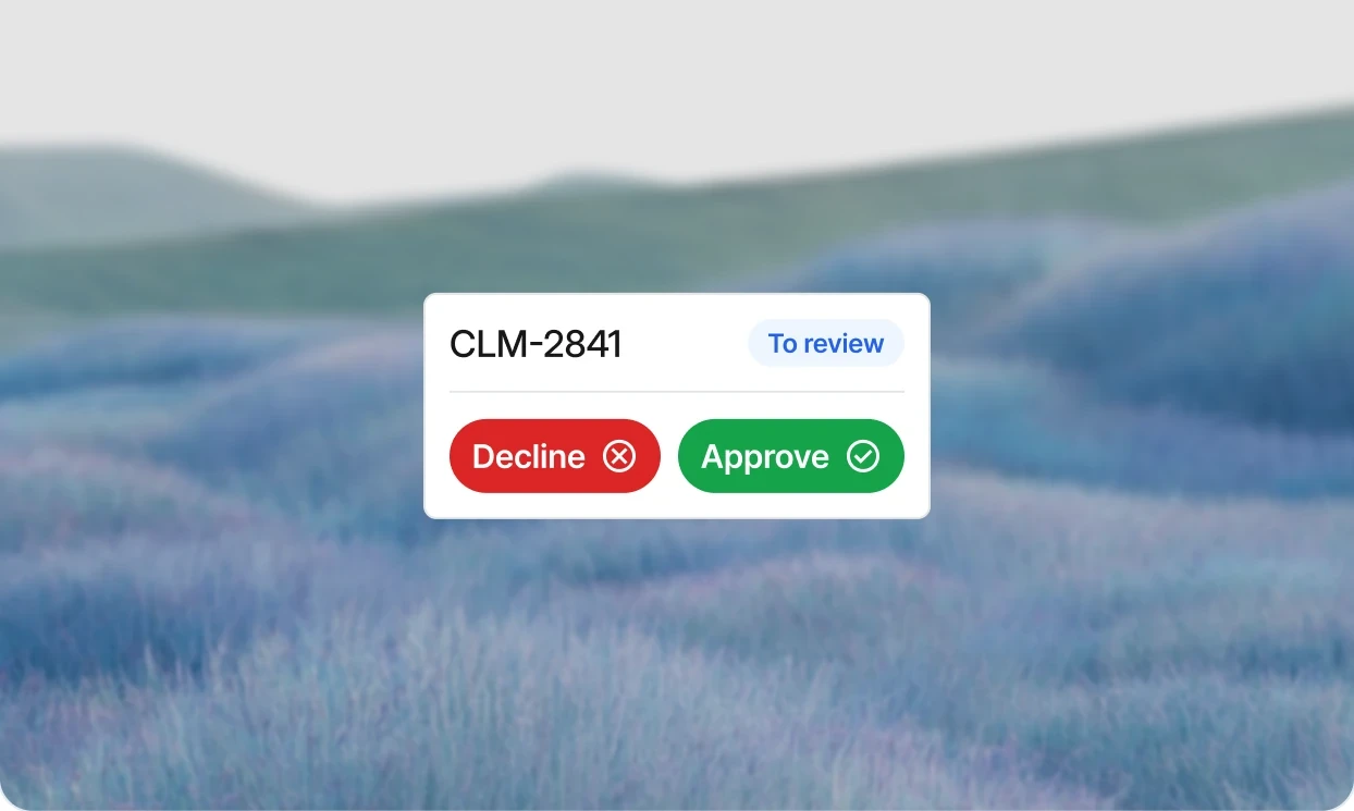 Underwriting case CLM-2841 marked to review, with decline and approve actions