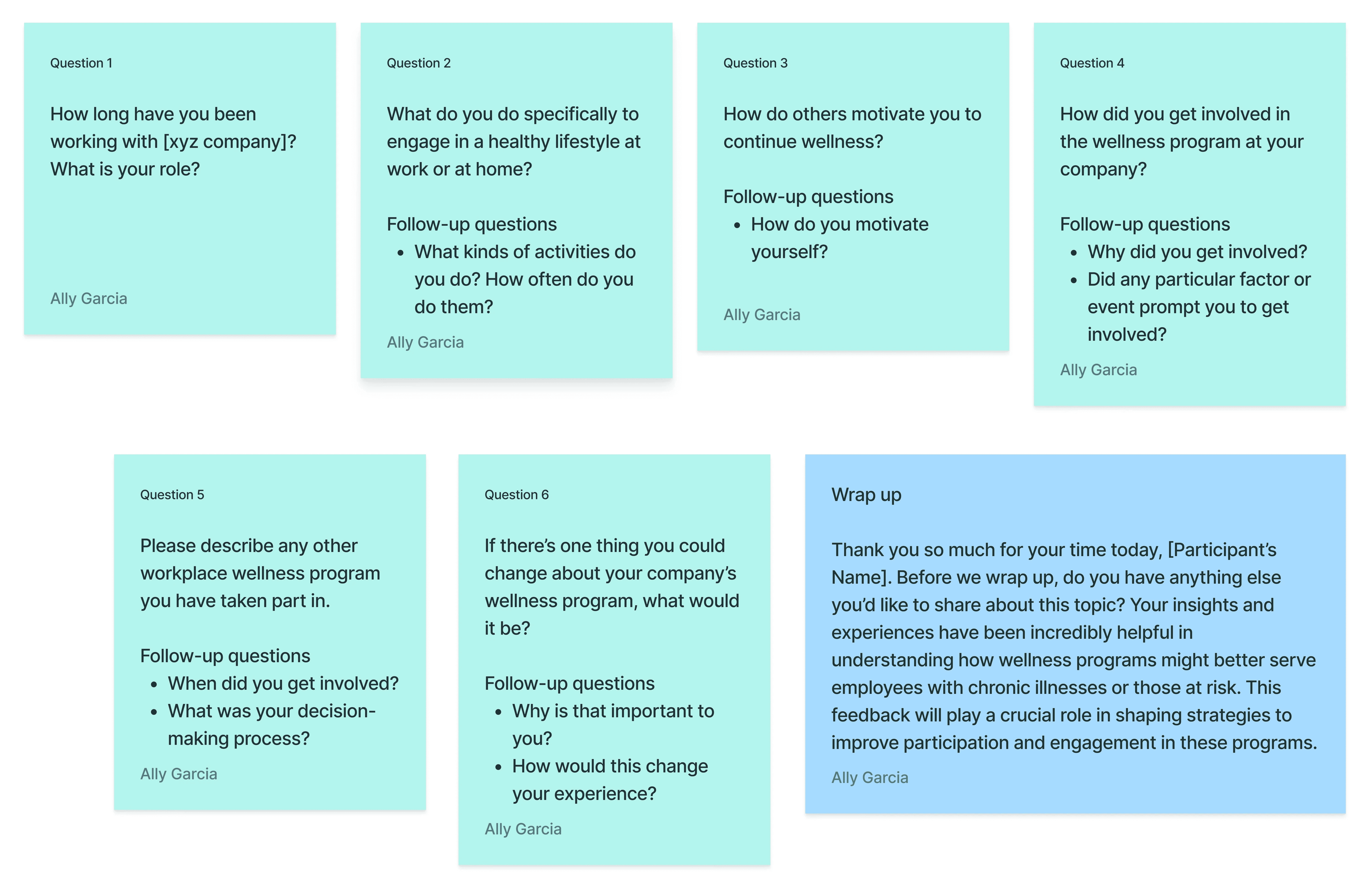 6 sample interview questions about lifestyle, motivation, wellness program involvement