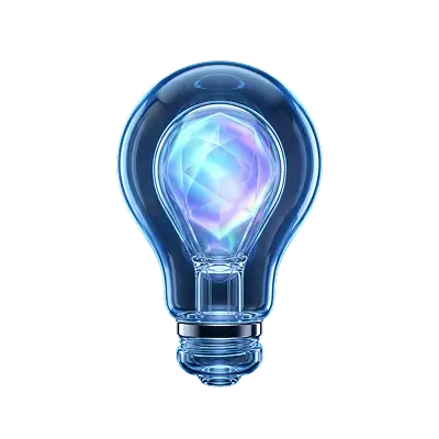 Glowing crystal inside glass lightbulb