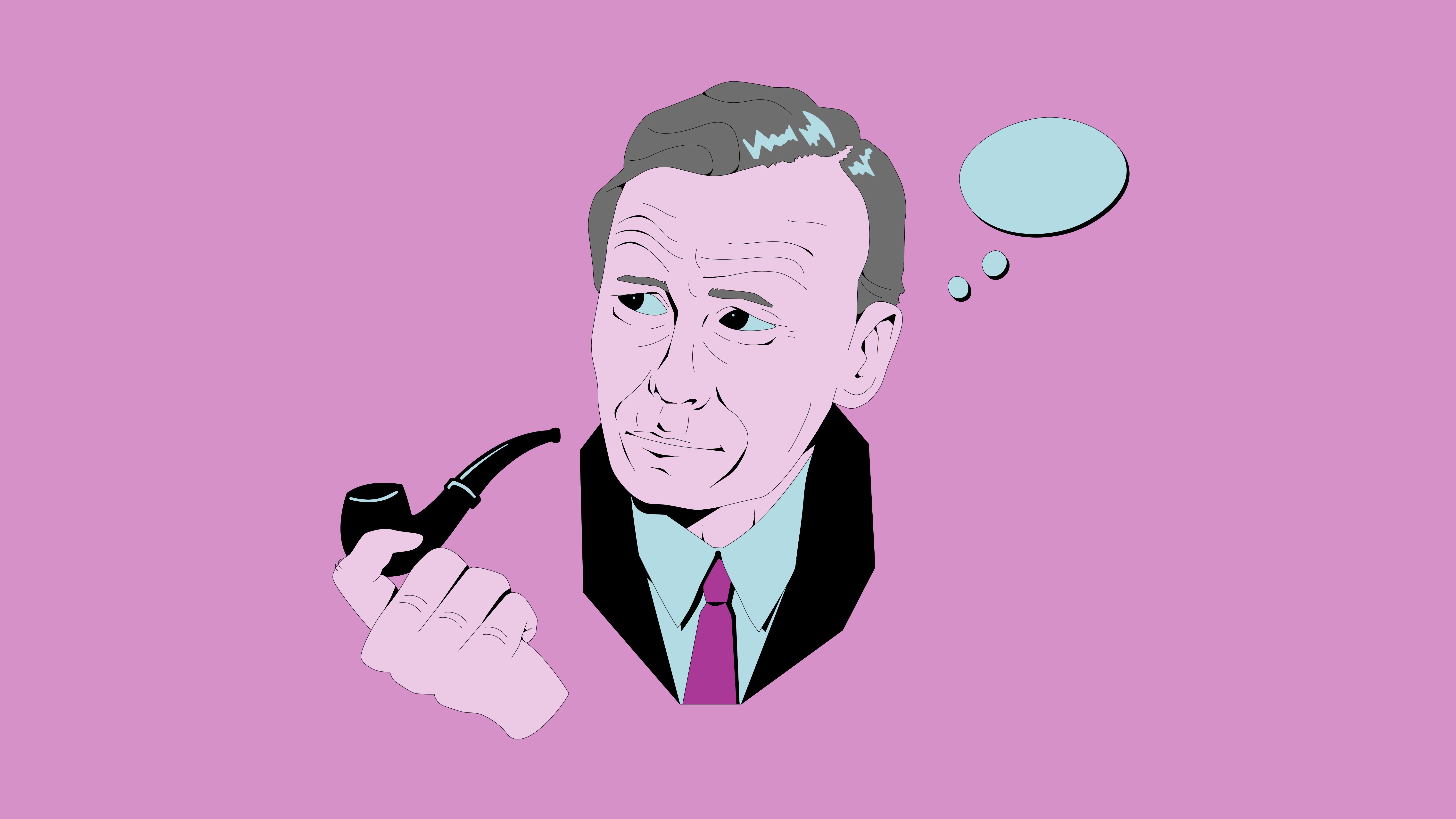 David Ogilvy polttamassa piippua