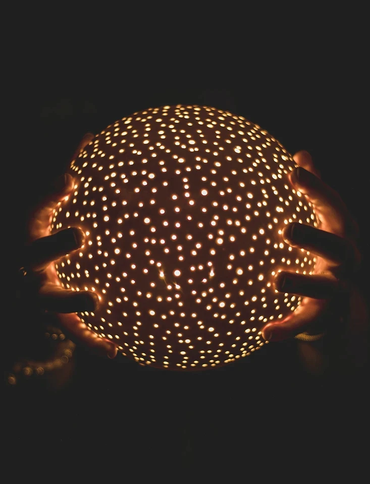 person holding string lights