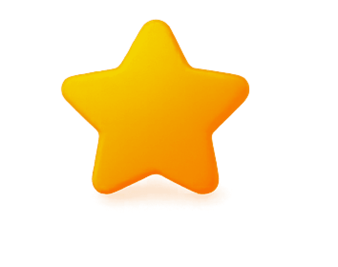 3D gold star icon with rounded edges on a light gray background, symbolizing favorites, ratings, or achievements.