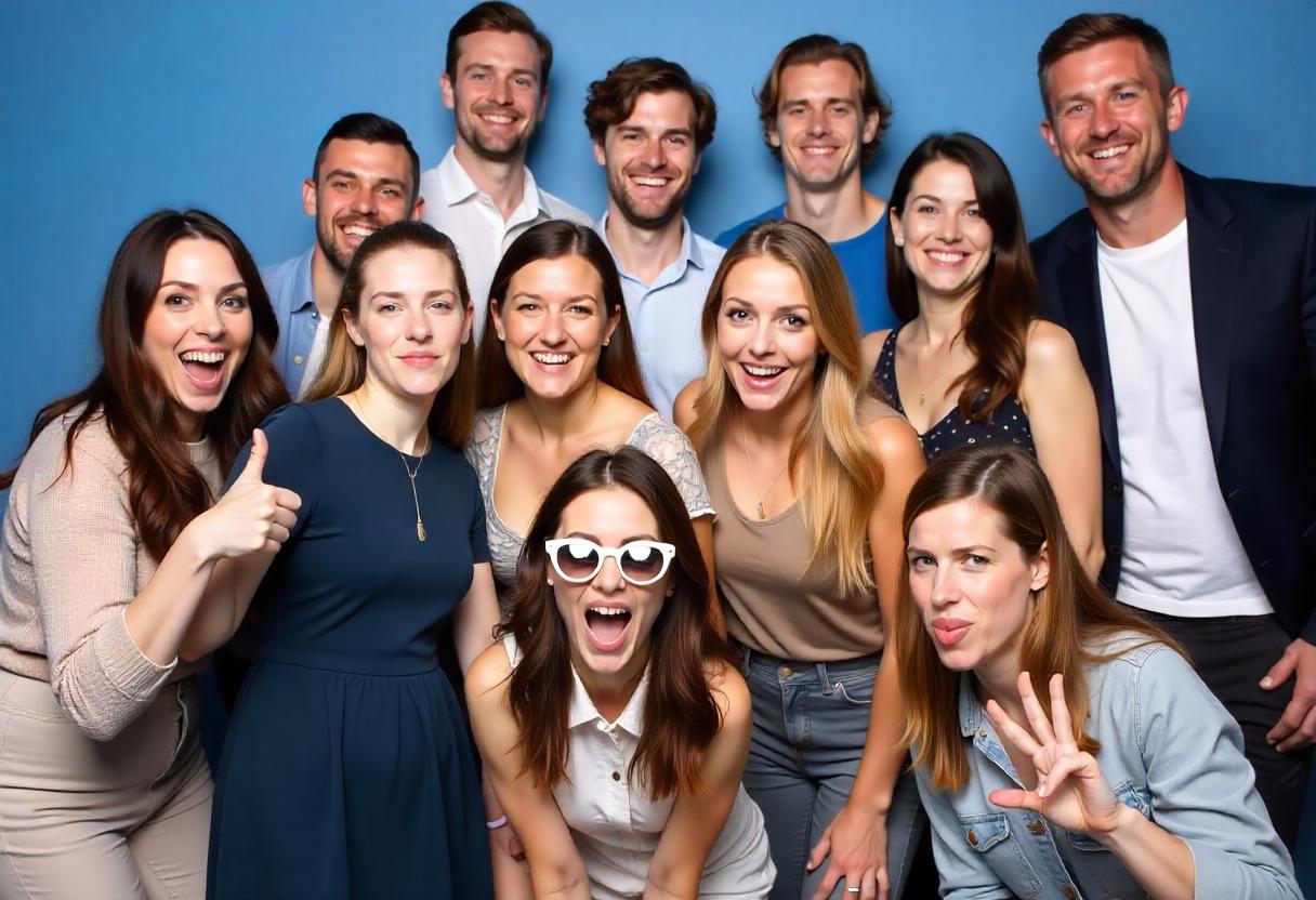 Photo booth fun with a group of friends