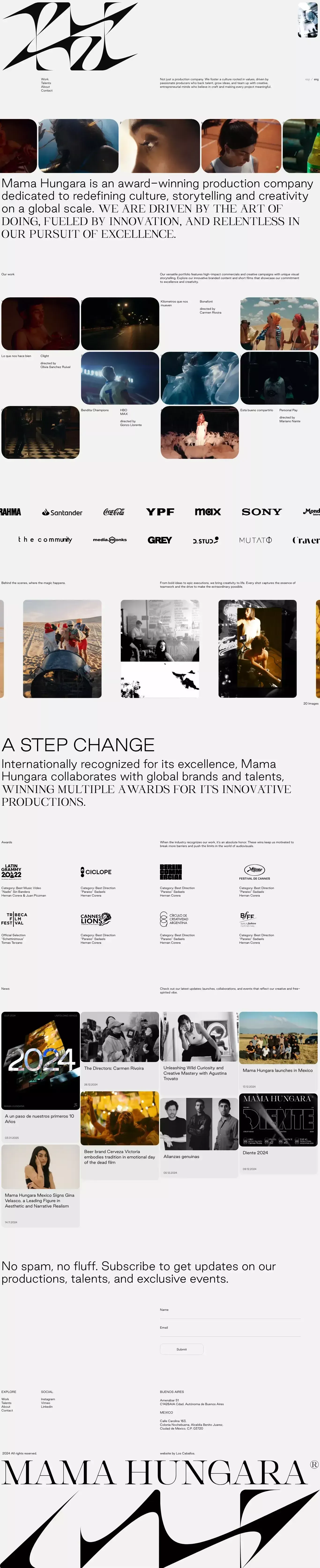 Mama Hungara portfolio page screenshot showcasing Advertising and Photography design