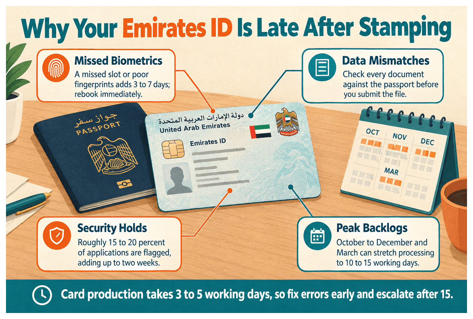 Infographic: What Causes a Delay in Getting Your Emirates ID After Visa Stamping