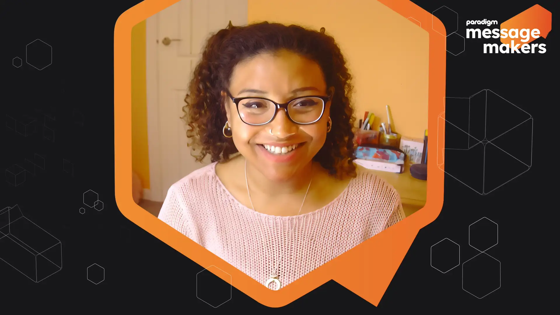 Screenshot of Sasha Cornelius talking in the Paradigm Message Makers Podcast.