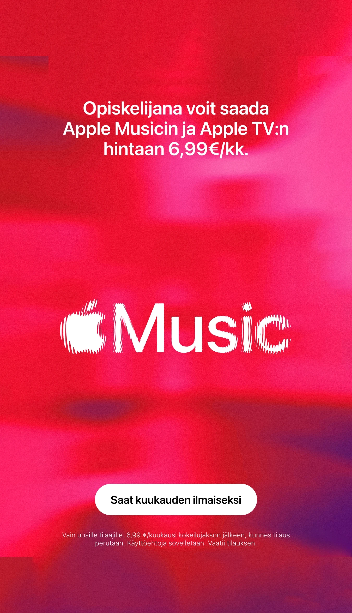 Opiskelijan Apple Music tarjous