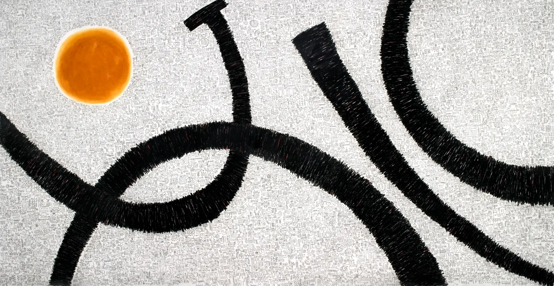 Composition No. 1
(2010). Pastel and graphite
on paper. 50 in. × 100 in.
In collection of
Smithsonian Institution
National Museum of
African Art