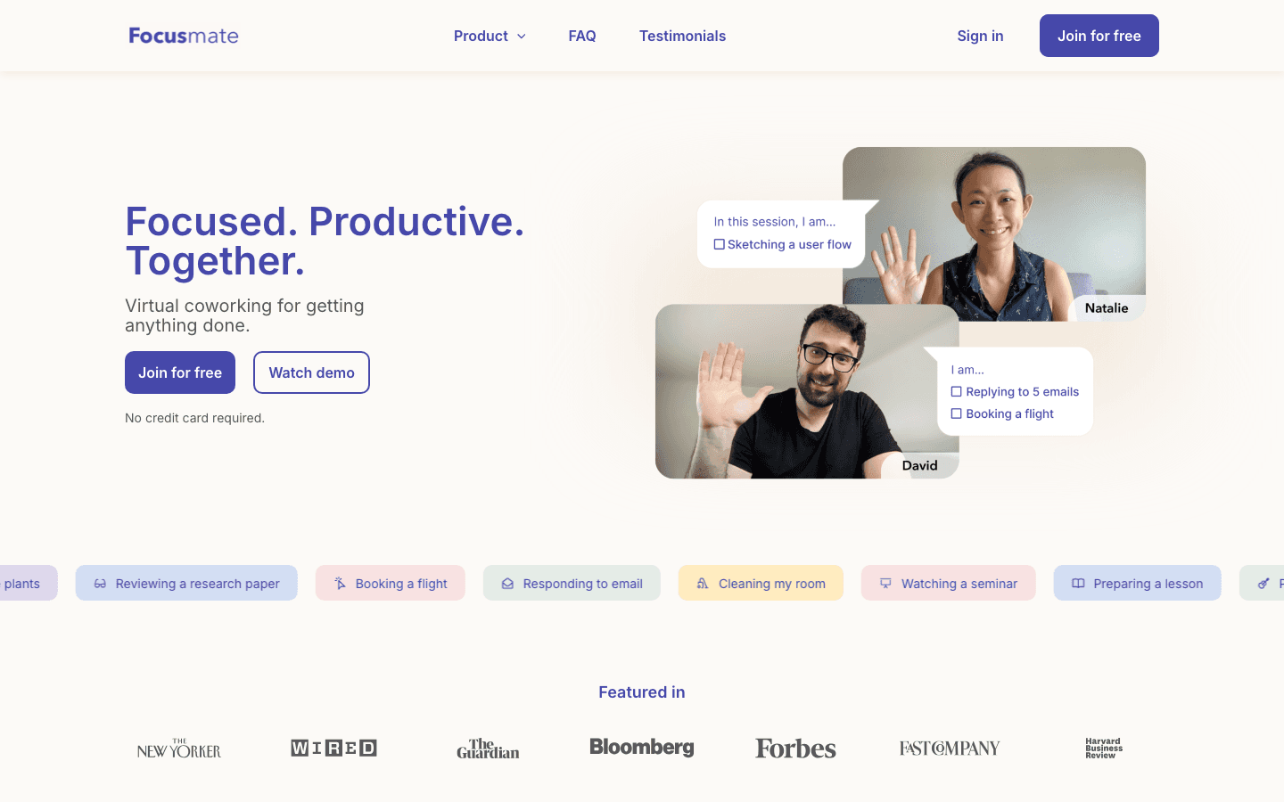 Focusmate virtual coworking for deep work accountability