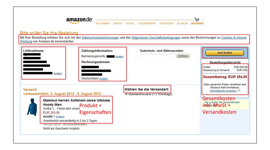 Amazon-Bestellseite