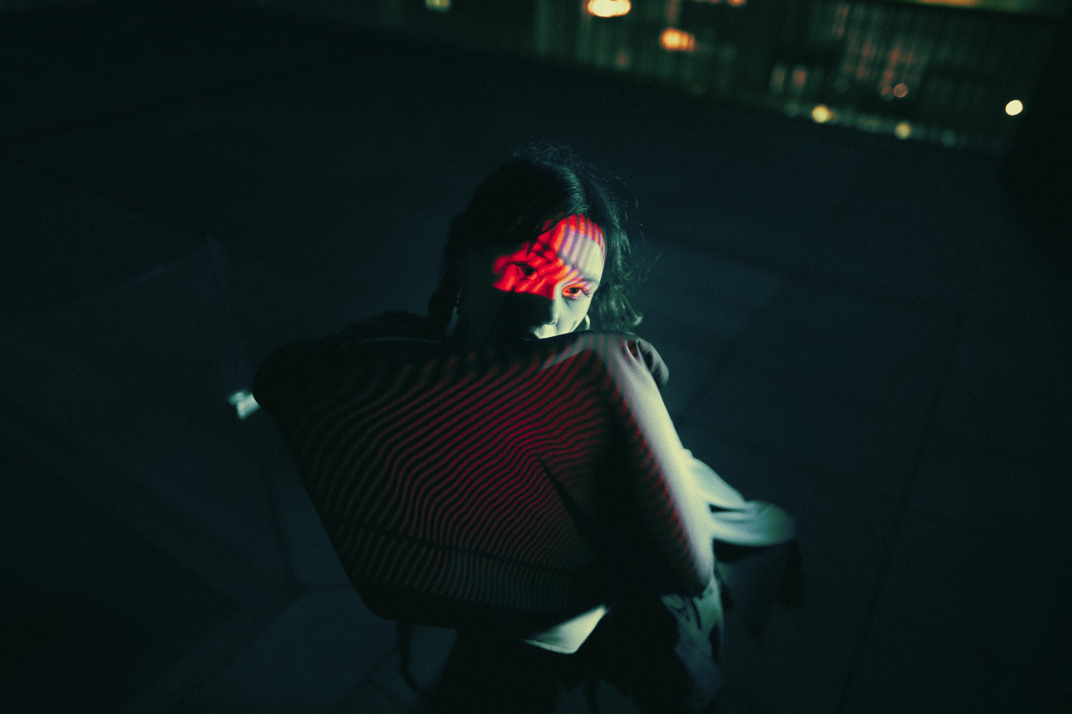 a woman laying on her back