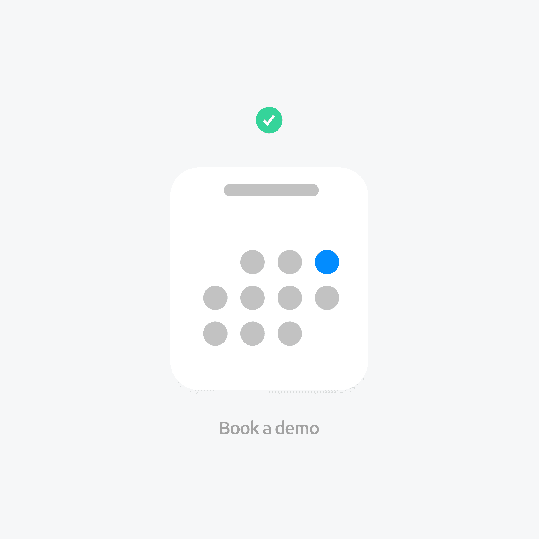 A minimalist calendar interface showing a grid with numbers and a highlighted blue date.